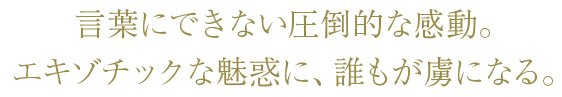 言葉にできない圧倒的な感動。エキゾチックな魅惑に、誰もが虜になる。